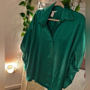 H&M oversize satin shirt